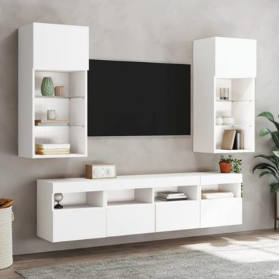 Prolenta Premium -  Meuble TV mural avec lumières LED blanc 40x30x40 cm