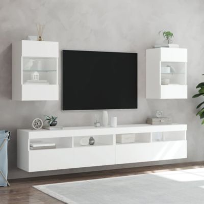 Prolenta Premium -  Meuble TV mural avec lumières LED blanc 40x30x60,5 cm