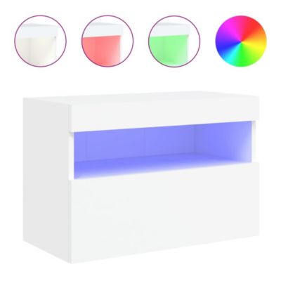 Prolenta Premium -  Meuble TV mural avec lumières LED blanc 60x30x40 cm