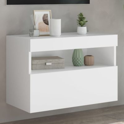 Prolenta Premium -  Meuble TV mural avec lumières LED blanc 60x30x40 cm