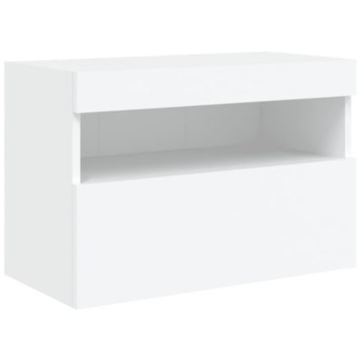 Prolenta Premium -  Meuble TV mural avec lumières LED blanc 60x30x40 cm