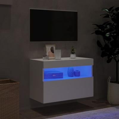 Prolenta Premium -  Meuble TV mural avec lumières LED blanc 60x30x40 cm