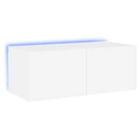 Prolenta Premium -  Meuble TV mural avec lumières LED blanc 80x35x31 cm