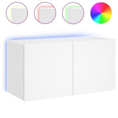Prolenta Premium -  Meuble TV mural avec lumières LED blanc 80x35x41 cm