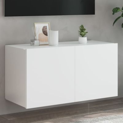 Prolenta Premium -  Meuble TV mural avec lumières LED blanc 80x35x41 cm