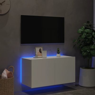 Prolenta Premium -  Meuble TV mural avec lumières LED blanc 80x35x41 cm