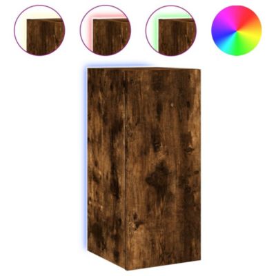 Prolenta Premium -  Meuble TV mural avec lumières LED chêne fumé 30,5x35x70 cm