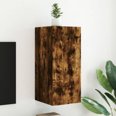 Prolenta Premium -  Meuble TV mural avec lumières LED chêne fumé 30,5x35x70 cm