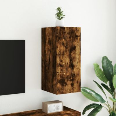 Prolenta Premium -  Meuble TV mural avec lumières LED chêne fumé 30,5x35x70 cm