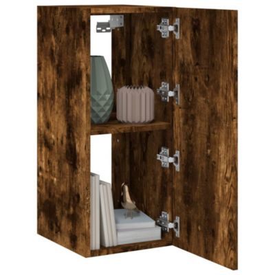 Prolenta Premium -  Meuble TV mural avec lumières LED chêne fumé 30,5x35x70 cm