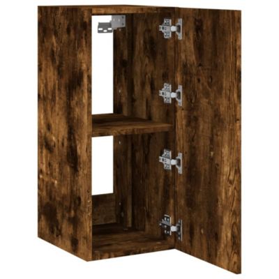 Prolenta Premium -  Meuble TV mural avec lumières LED chêne fumé 30,5x35x70 cm