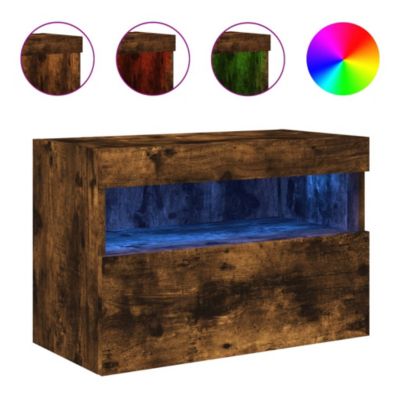 Prolenta Premium -  Meuble TV mural avec lumières LED chêne fumé 60x30x40 cm