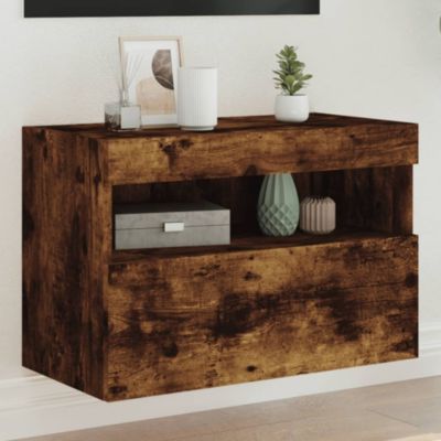 Prolenta Premium -  Meuble TV mural avec lumières LED chêne fumé 60x30x40 cm
