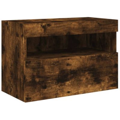Prolenta Premium -  Meuble TV mural avec lumières LED chêne fumé 60x30x40 cm