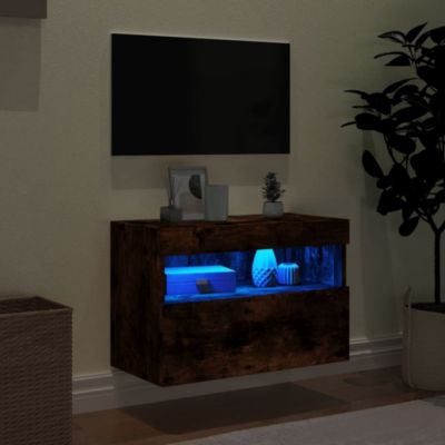 Prolenta Premium -  Meuble TV mural avec lumières LED chêne fumé 60x30x40 cm