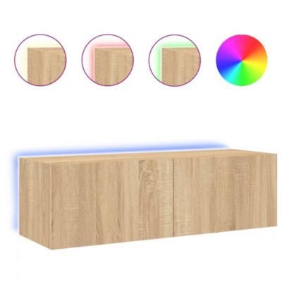 Prolenta Premium -  Meuble TV mural avec lumières LED chêne sonoma 100x35x31 cm