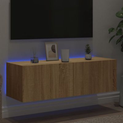 Prolenta Premium -  Meuble TV mural avec lumières LED chêne sonoma 100x35x31 cm