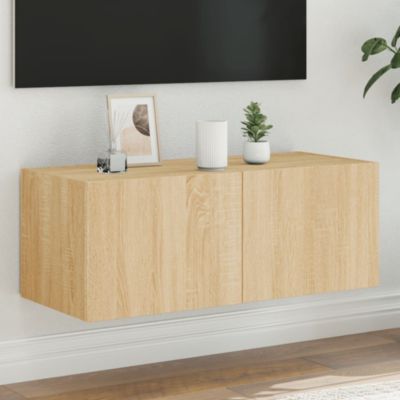 Prolenta Premium -  Meuble TV mural avec lumières LED chêne sonoma 80x35x31 cm