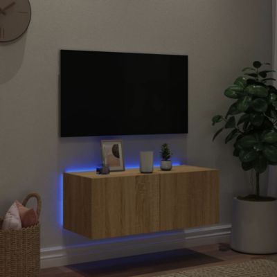 Prolenta Premium -  Meuble TV mural avec lumières LED chêne sonoma 80x35x31 cm