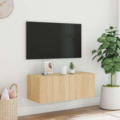 Prolenta Premium -  Meuble TV mural avec lumières LED chêne sonoma 80x35x31 cm