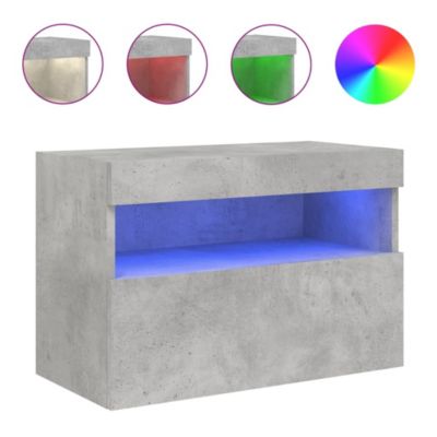 Prolenta Premium -  Meuble TV mural avec lumières LED gris béton 60x30x40 cm