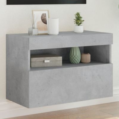 Prolenta Premium -  Meuble TV mural avec lumières LED gris béton 60x30x40 cm