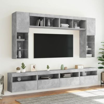 Prolenta Premium -  Meuble TV mural avec lumières LED gris béton 60x30x40 cm