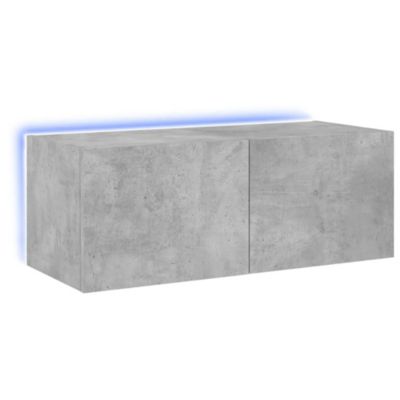 Prolenta Premium -  Meuble TV mural avec lumières LED gris béton 80x35x31 cm
