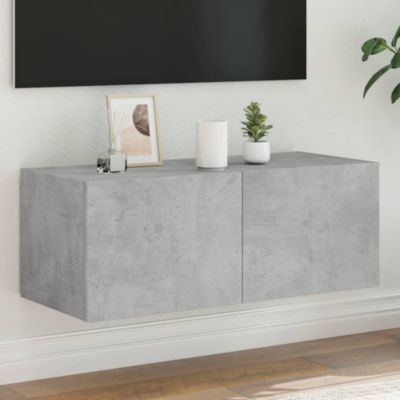 Prolenta Premium -  Meuble TV mural avec lumières LED gris béton 80x35x31 cm