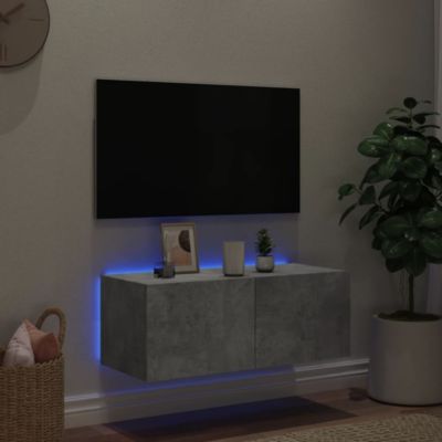Prolenta Premium -  Meuble TV mural avec lumières LED gris béton 80x35x31 cm