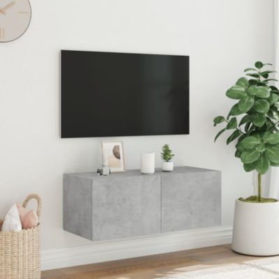 Prolenta Premium -  Meuble TV mural avec lumières LED gris béton 80x35x31 cm