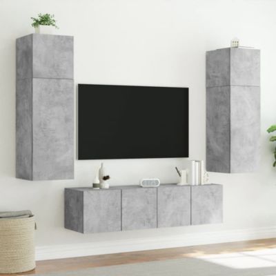 Prolenta Premium -  Meuble TV mural avec lumières LED gris béton 80x35x31 cm
