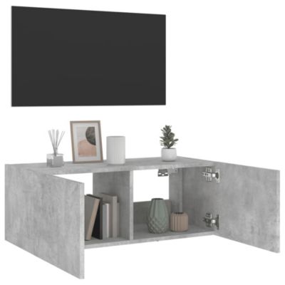 Prolenta Premium -  Meuble TV mural avec lumières LED gris béton 80x35x31 cm