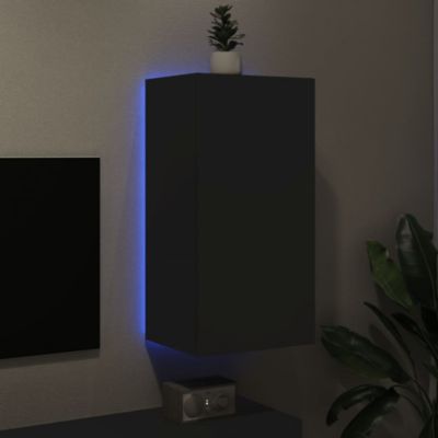 Prolenta Premium -  Meuble TV mural avec lumières LED noir 40,5x35x80 cm