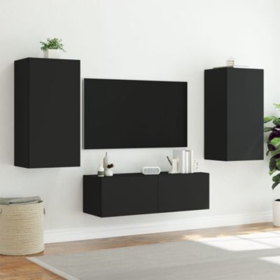 Prolenta Premium -  Meuble TV mural avec lumières LED noir 40,5x35x80 cm