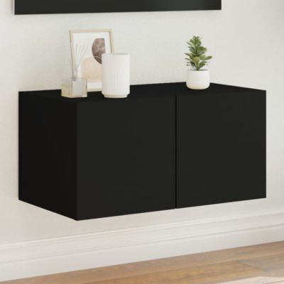 Prolenta Premium -  Meuble TV mural avec lumières LED noir 60x35x31 cm