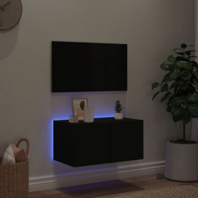 Prolenta Premium -  Meuble TV mural avec lumières LED noir 60x35x31 cm