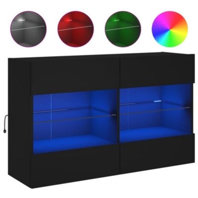 Prolenta Premium -  Meuble TV mural avec lumières LED noir 98,5x30x60,5 cm