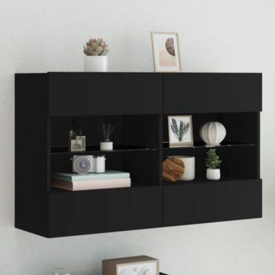 Prolenta Premium -  Meuble TV mural avec lumières LED noir 98,5x30x60,5 cm