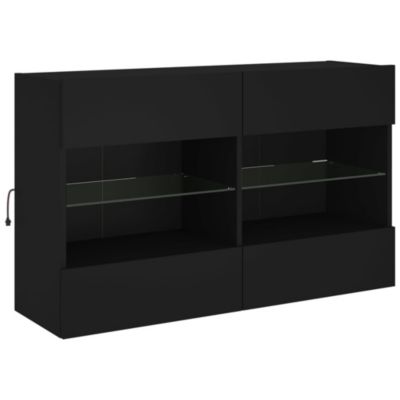 Prolenta Premium -  Meuble TV mural avec lumières LED noir 98,5x30x60,5 cm