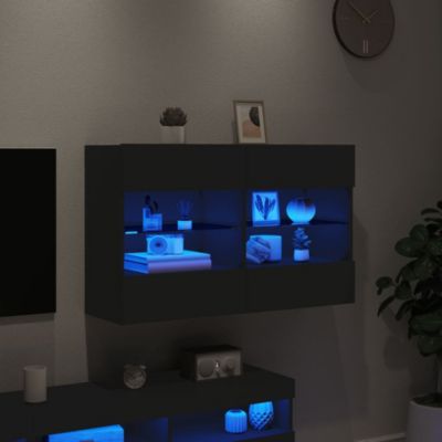Prolenta Premium -  Meuble TV mural avec lumières LED noir 98,5x30x60,5 cm