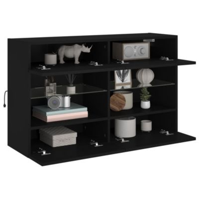 Prolenta Premium -  Meuble TV mural avec lumières LED noir 98,5x30x60,5 cm