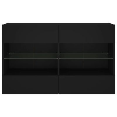 Prolenta Premium -  Meuble TV mural avec lumières LED noir 98,5x30x60,5 cm