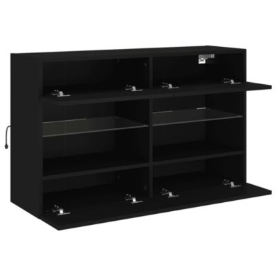 Prolenta Premium -  Meuble TV mural avec lumières LED noir 98,5x30x60,5 cm