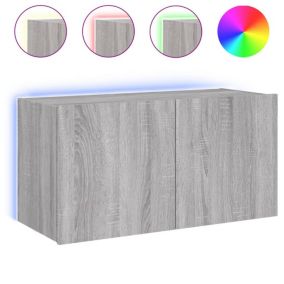 Prolenta Premium -  Meuble TV mural avec lumières LED sonoma gris 80x35x41 cm