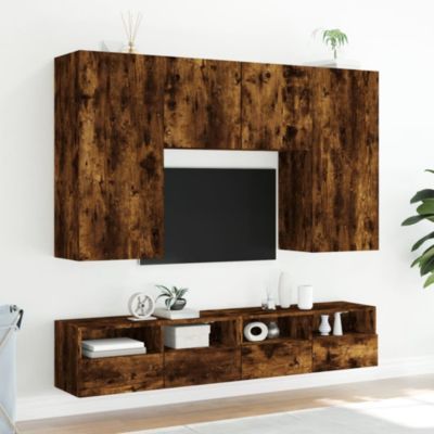 Prolenta Premium -  Meuble TV mural chêne fumé 100x30x30 cm bois d'ingénierie