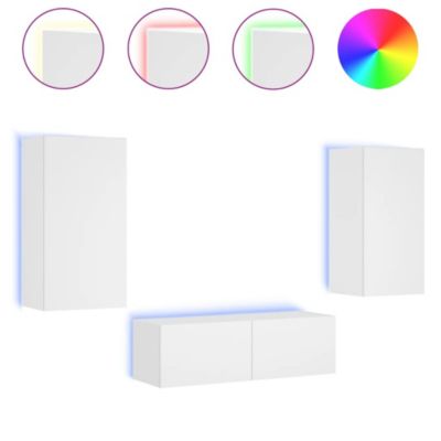 Prolenta Premium -  Meuble TV muraux 3 pcs avec lumières LED blanc