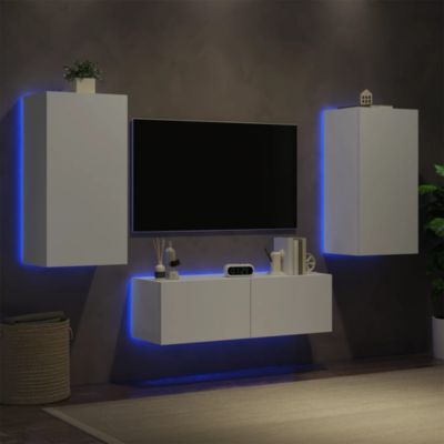 Prolenta Premium -  Meuble TV muraux 3 pcs avec lumières LED blanc