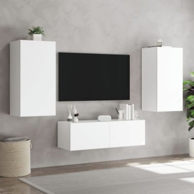 Prolenta Premium -  Meuble TV muraux 3 pcs avec lumières LED blanc
