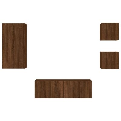 Prolenta Premium -  Meuble TV muraux 4 pcs avec lumières LED chêne marron